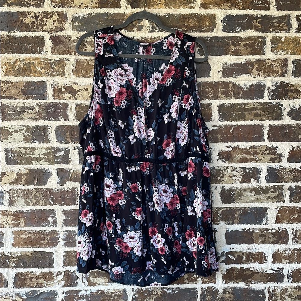 Torrid Floral Print Button Front Tank 4X
